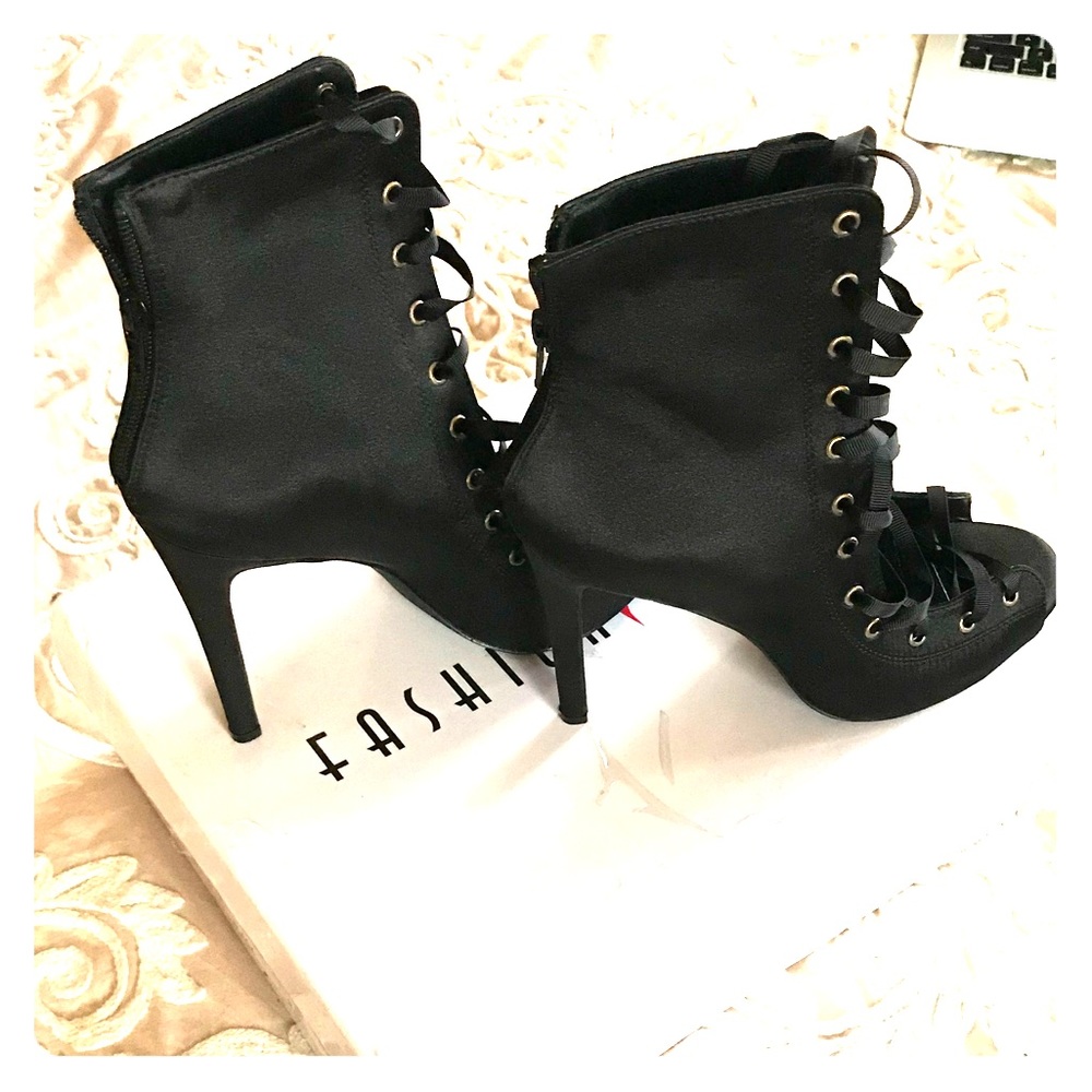 👠Peep Toe Ankle Heel Boots